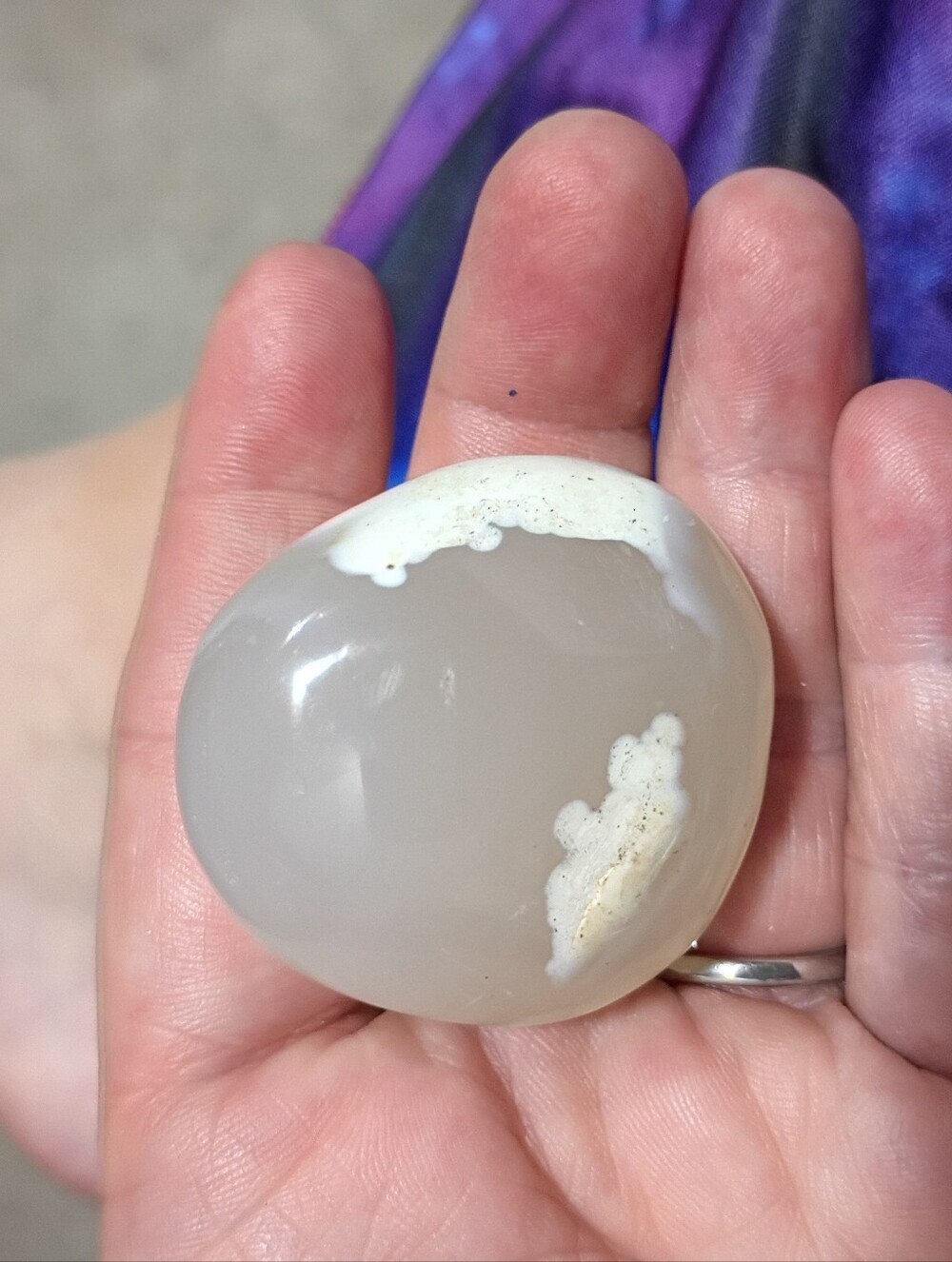 Polished Orca Agate Palm Stone